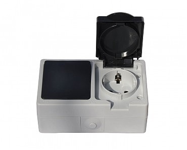 Блок вимикач 1-й + розетка вологозахищені, IP 54 (5/50), Elbrus GISelt (00000112060)