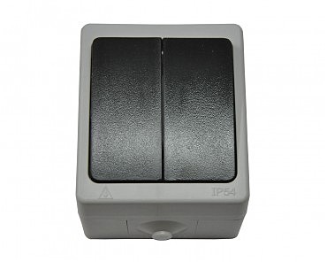 Вимикач зовнішній вологозахищений 2-й, IP 54 (10/100), Elbrus GISelt (00000112058)