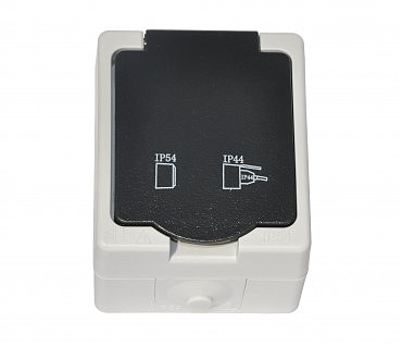 Розетка 1-а зовнішня вологозахищена, IP 54 (10/100), Elbrus GISelt (00000112059)