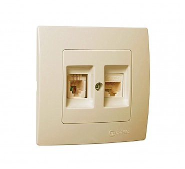 Розетка компьютерная подвійна CAT 5е Крем  MAKEL Lillium Natural Kare (00000102592)