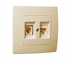 Розетка компьютерная подвійна CAT 5е Крем  MAKEL Lillium Natural Kare
