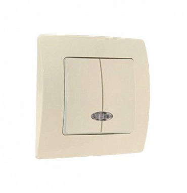 Вимикач 2-клавішний з підсвітленням Lillium Natural Kare крем (00000097287)
