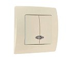 Вимикач 2-клавішний з підсвітленням Lillium Natural Kare крем