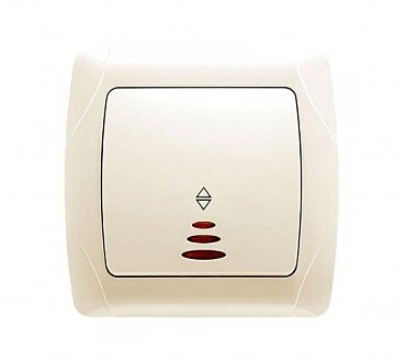 Вимикач 1 скр прохідний з підсвічуванням Кармен крем (00000000036)