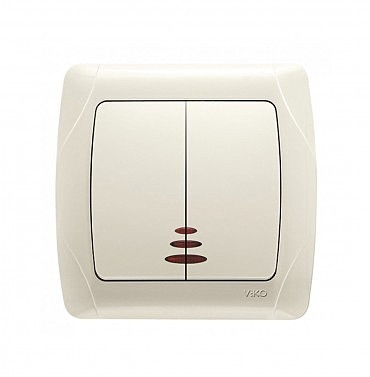 Вимикач 2 скр з підсвічуванням Кармен крем (00000000034)