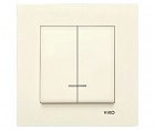 Вимикач 2 скр з підсвічуванням Карре крем