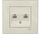 Розетка компьют + розетка tf телефон Карре крем