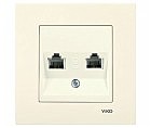 Розетка 2 TF телефон Карре крем