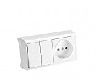 Горизонтальный блок Выключатель 2 кл + Розетка ВЕРА