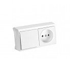 Горизонтальный блок Выключатель + Розетка ВЕРА