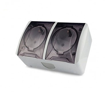 Розетка + розетка зовнішня з кришкою, з з/к IP-44 (5/60), Viktori GISelt (00000112125)