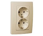 Розетка подвійная з заземленням крем. MAKEL Lillium Natural Kare