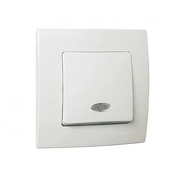 ВЫКЛ. 1 КЛАВ. С ПОДСВ. Белый  MAKEL Lillium Natural Kare  (12 шт.) (00000013216)