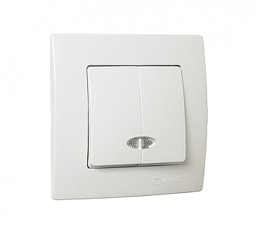 ВЫКЛ. 2 КЛАВ. С ПОДСВ Белый  MAKEL Lillium Natural Kare (12 шт.) (00000013217)