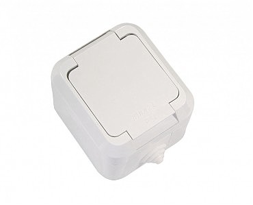 Розетка с з/к с крыш. бел. IP44 MAKEL (10 шт.) (00000006663)