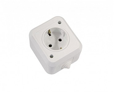 Роз. 1 с з/к откр. бел. IP44 MAKEL (10 шт.) (00000004046)