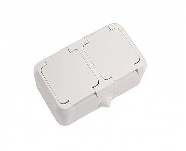 Розетка 2 с з/к с крыш. бел. IP44 MAKEL (6 шт.) (00000002053)