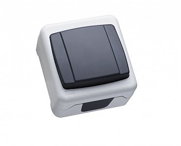 Вимикач 1кл сірий ІР-44 PLUS MAKEL (10/100), шт (00000107495)