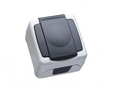 Розетка с з/к с крыш. сер. IP44 MAKEL (10 шт.) (00000003654)