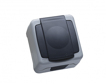 Роз. 1 с з/к с крышкой откр. серый IP55 MAKEL (12 шт.) (00000013235)