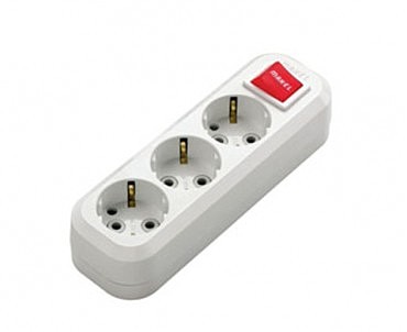 Колодка 3 гнізда з зазем.м и выкл. (20 шт.) MAKEL (00000004277)