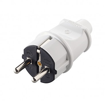 Вилка із заземленням біла Makel  (100шт) (00000004034)