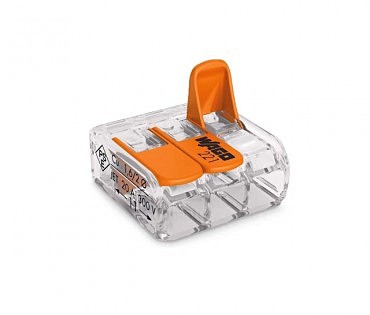 Клема 3х контактна прозора Wago (50 шт.) (00000097534)