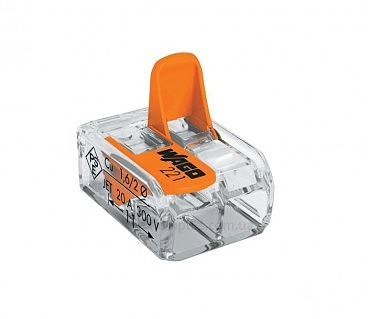 Клема 2х контактна прозора Wago (100 шт.) (00000097533)