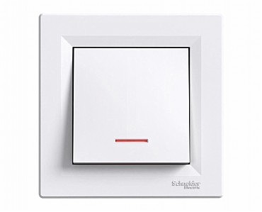 Вимикач 1-кл Asfora біла з підсвічуванням (10 шт.) (00000008685)