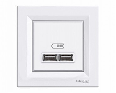 USB розетка 2,1 Asfora білий (00000106348)