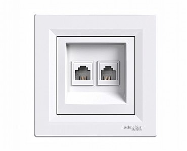 Розетка телефонна 4 конт. подвійна Asfora біл. (00000007326)