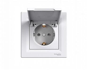 Розетка із з/к із кришкою Asfora білий (10 шт.) (00000005721)