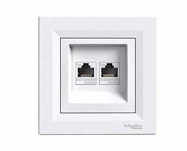 Розетка комп'ютер Подвійна Asfora білий (10 шт.) (00000007078)