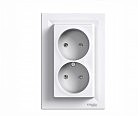 Розетка Подвійна без з/к Asfora білий (10 шт.)