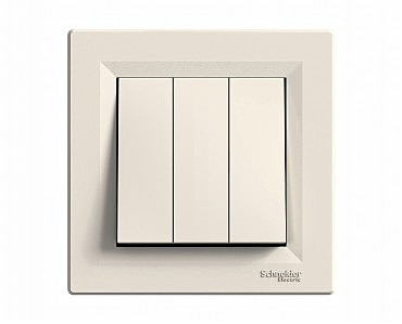 Вимикач 3-кл Asfora КРЕМ (10 шт.) (00000105942)