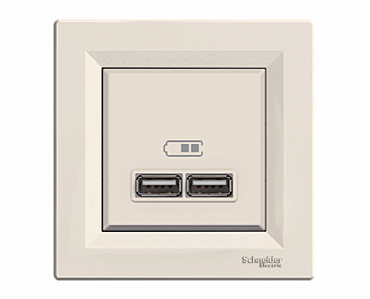 USB розетка 2,1 Asfora крем (00000106979)