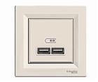 USB розетка 2,1 Asfora крем