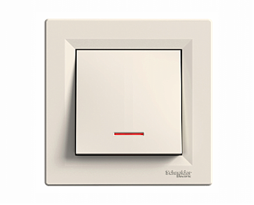 Вимикач 1-кл Asfora крем з підсвічуванням (10 шт.) (00000006353)