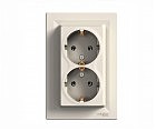 Розетка Двойная  с з/к Asfora крем (10 шт.)