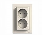 Розетка Двойная Без заземляющего контакта крем ASFORA (10 шт.)