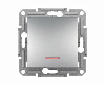 ВИМИКАЧ ОДНОКЛ. С ПОДСВЕТКОЙ САМОЗАЖ  ASFORA АЛЮМ. (00000104502)