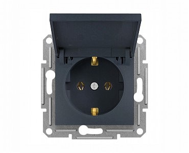 Розетка з з/к з кришкою антрацит Asfora (00000008915)