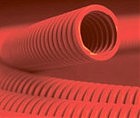 Труба ПНТ гнучка гофр. д.16мм, посилена з протяжкою, червон. колір ДКС