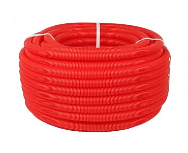 Труба гнучка двостінна електротехн., Ø зовніш./внут., 50/41,5 мм; кільцева жорсткість, 13,0 кПа, стійкість до стиснення 410Н, колір червоний (зовніш.)/жовтий (внут.) ДКС (00000023909)