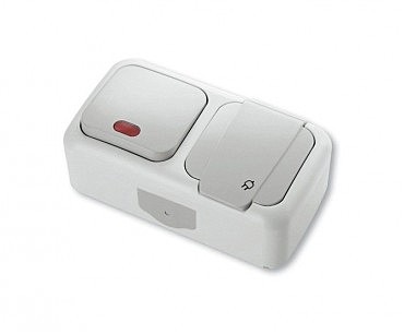 Выключатель 1 откр с подсвет. + Розетка с з/к PALMIYE ViKo сер (00000105142)