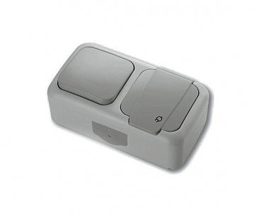 Выключатель 1 + Розетка с з/к PALMIYE сер. (00000000824)