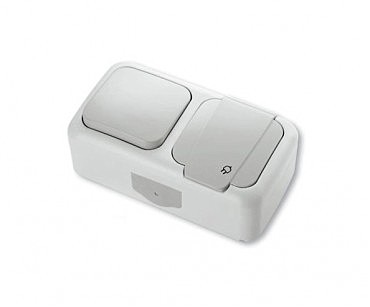 Выключатель 1 + Розетка с з/к PALMIYE бел. (00000003405)