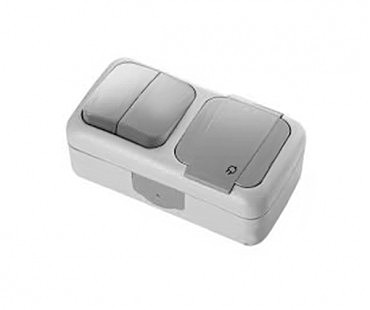 Вимикач 2+ Розетка із з/к PALMIYE ViKo сер (00000000264)