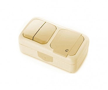 Вимикач 2+ Розетка з з/к PALMIYE ViKo крем (00000002170)