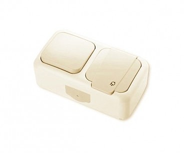 Выключатель 1 + Розетка с з/к PALMIYE крем. (00000004006)